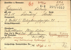 Overlijdensakte Uffz Bussenius, piloot van op 10 mei gecrashte Ju-87