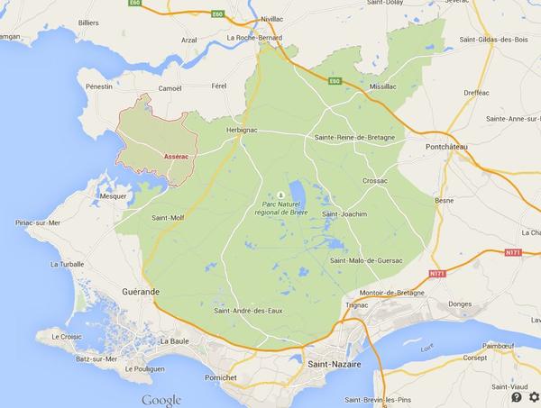 Streek rond Saint-Nazaire waar 2C werd ingehaald door de vijand