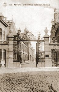 Ingang Militair Hospitaal Antwerpen aan de Marialei.