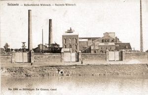 Suikerfabriek van Zelzate die werd beschoten door het zwervend stuk van OLt Levy