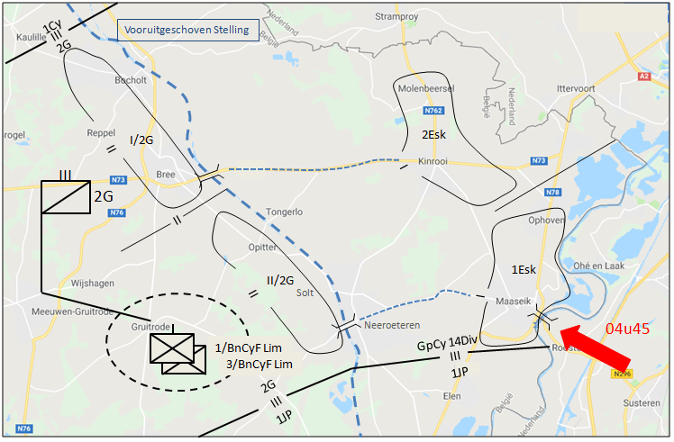 Opstelling 2G op 10 mei 1940