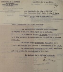 Nota van LtGen Denis waarmee de commandowissel van de 4Div wordt geofficialiseerd.