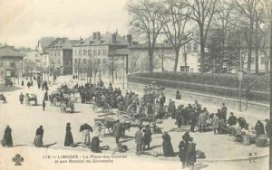 Place des Carmes te Limoge waar de colonne van het MH Doornik hergroepeerde op hun terugtocht naar Montpellier