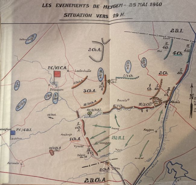 Situatie in de operatiezone van het VI/LK op 25 mei om 19u00.